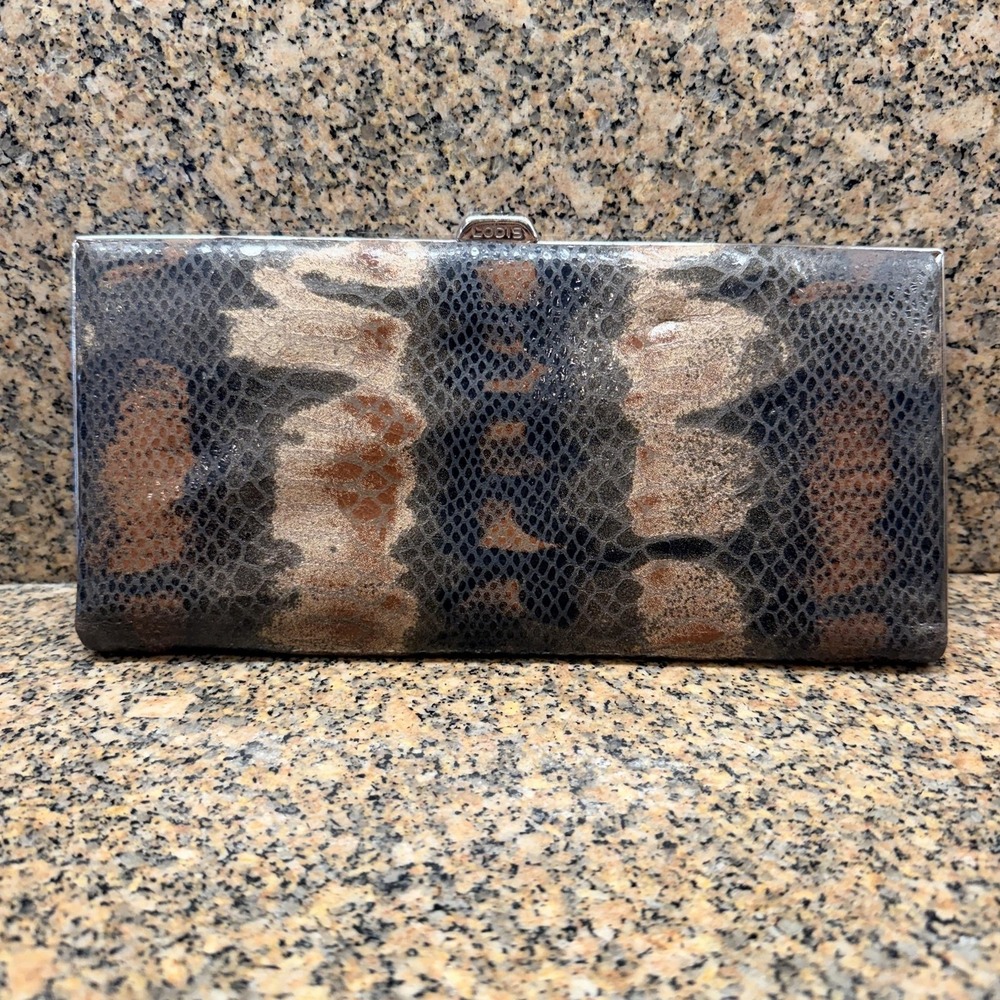 LODIS Wallet Womens One Size Brown Faux Leather Animal Print Frame Zip Clutch